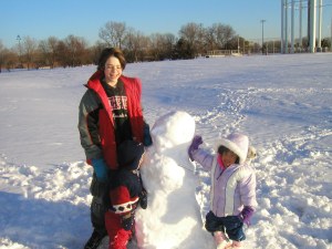 Antonio LOVED to eat snow. Here he had a whole snowman to eat!