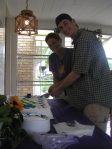 Nephew Dan and I cutting our joint Graduation cake