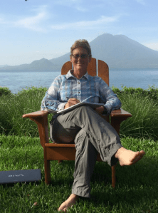 Elizabeth working on her book in Guatemala