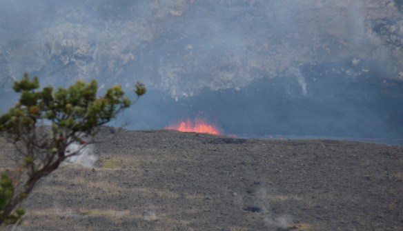 Lava spouting from a crater in Volcano National park